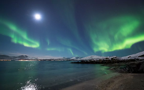 lake nature aurora australis light sky arctic night aurora borealis HD Desktop Wallpaper | Background Image