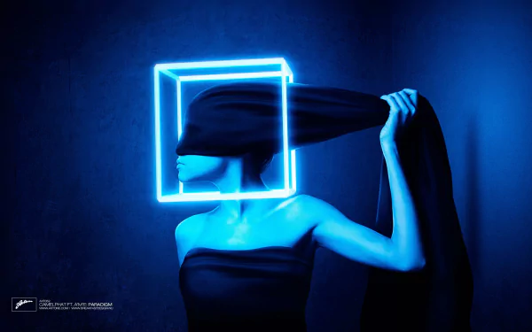 blue light cube blindfold music axtone HD Desktop Wallpaper | Background Image