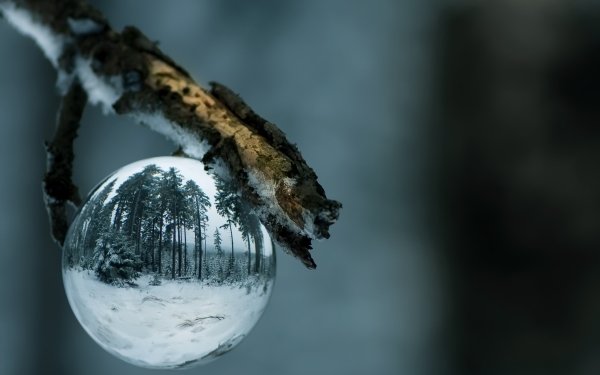 Earth Water Drop Macro Reflection Winter Snow HD Wallpaper | Background Image