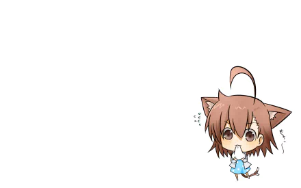 Chibi-style Last Order from A Certain Magical Index anime with cat ears and tail, featured in an HD PC desktop wallpaper background.