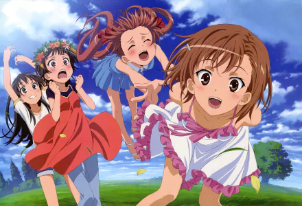 Kazari Uiharu Kuroko Shirai Ruiko Saten Mikoto Misaka Anime A Certain Scientific Railgun HD Desktop Wallpaper | Background Image