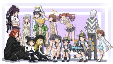 skirt school uniform short hair brown eyes brown hair Sisters (Toaru Majutsu no Index) Kamijou Touma Index Librorum Prohibitorum Last Order Accelerator (To Aru Kagaku No Railgun) Kazari Uiharu Ruiko Saten Kuroko Shirai Mikoto Misaka Anime A Certain Magical Index HD Desktop Wallpaper | Background Image