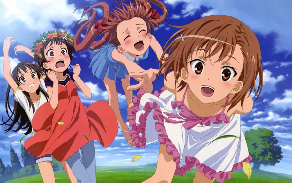 Kazari Uiharu Kuroko Shirai Ruiko Saten Mikoto Misaka Anime A Certain Scientific Railgun HD Desktop Wallpaper | Background Image
