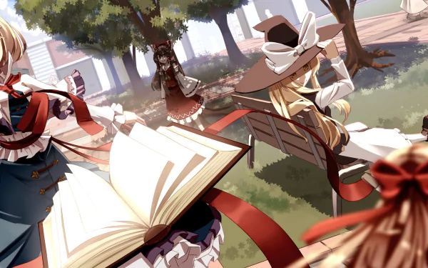 Marisa Kirisame Reimu Hakurei Shanghai Doll Alice Margatroid Anime Touhou HD Desktop Wallpaper | Background Image