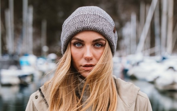 Women Model Blonde Hat Depth Of Field Blue Eyes HD Wallpaper | Background Image