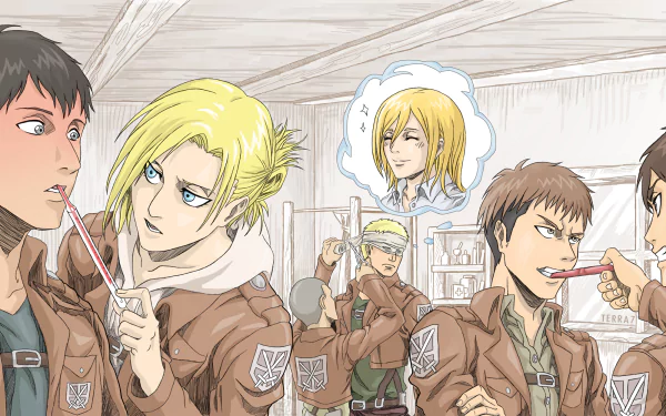 Reiner Braun Connie Springer Jean Kirstein Bertholdt Hoover Annie Leonhart Eren Yeager Attack on Titan Anime HD Desktop Wallpaper | Background Image