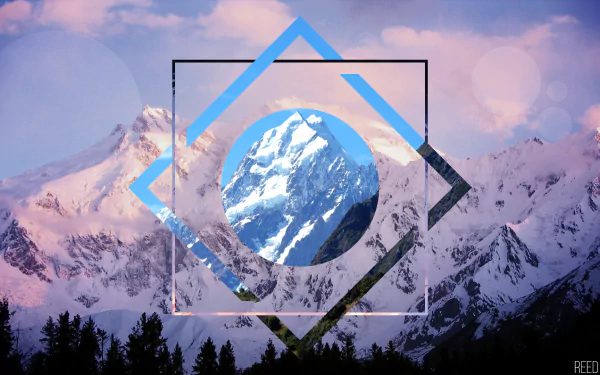 Himalayas Nanga Parbat snow circle shapes mountain artistic polyscape HD Desktop Wallpaper | Background Image