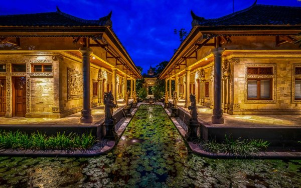 Hecho por el hombre Hotel Arquitectura Bali Indonesia Agua Lily Pad Estatua Fondo de pantalla HD | Fondo de Escritorio