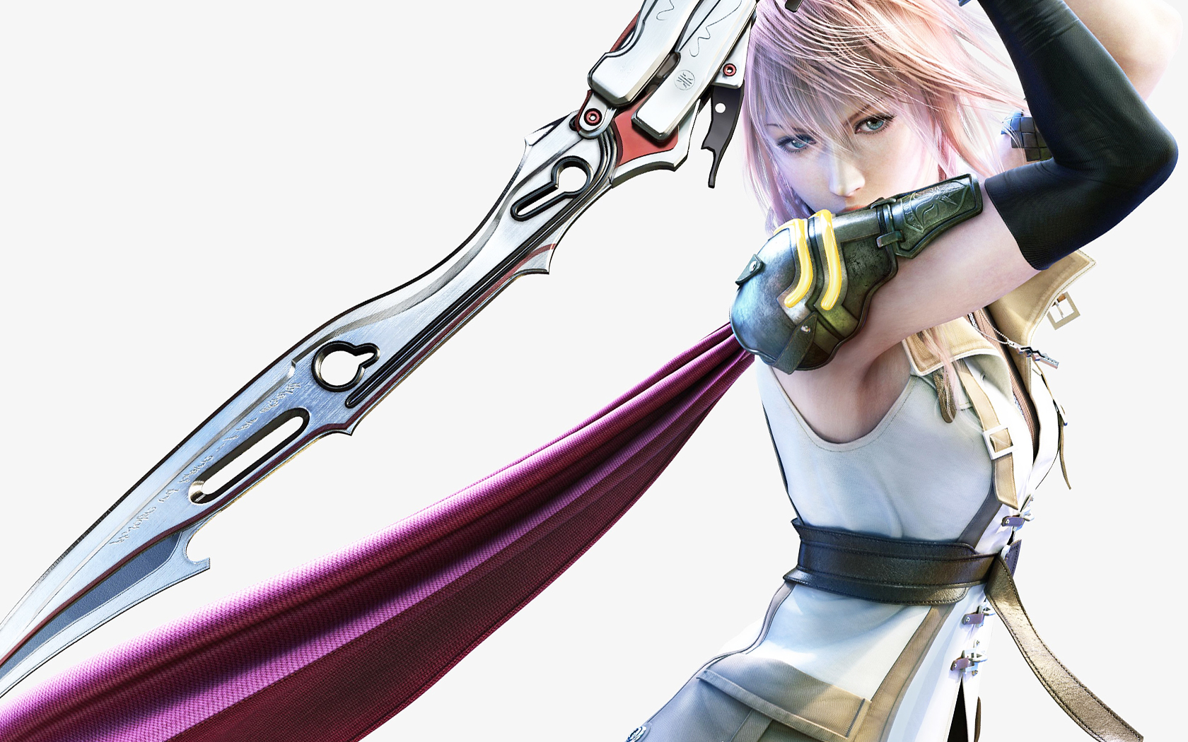 Lightning character from Final Fantasy video game, on HD desktop wallpaper.