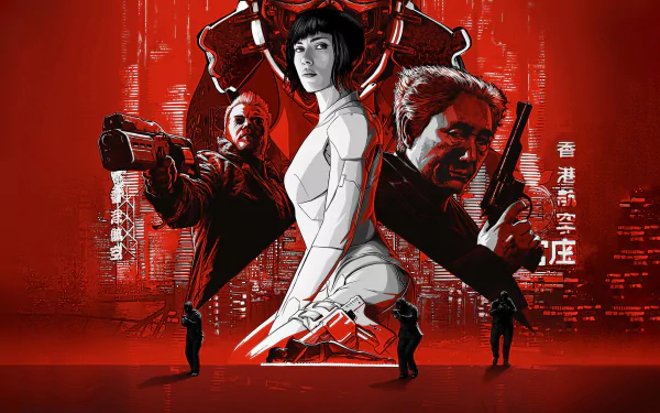 red Scarlett Johansson poster movie Ghost in the Shell (2017) HD Desktop Wallpaper | Background Image