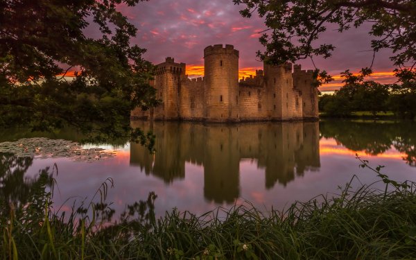 Man Made Castle Castles Pond Sunset Reflection HD Wallpaper | Background Image