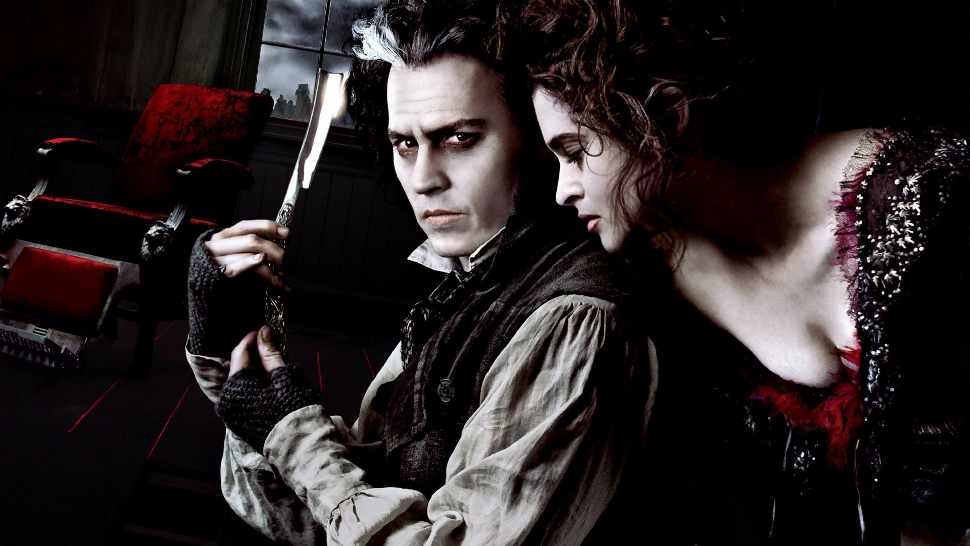Movie - Sweeney Todd: The Demon Barber of Fleet Street in Concert Johnny Depp Helena Bonham Carter Wallpaper