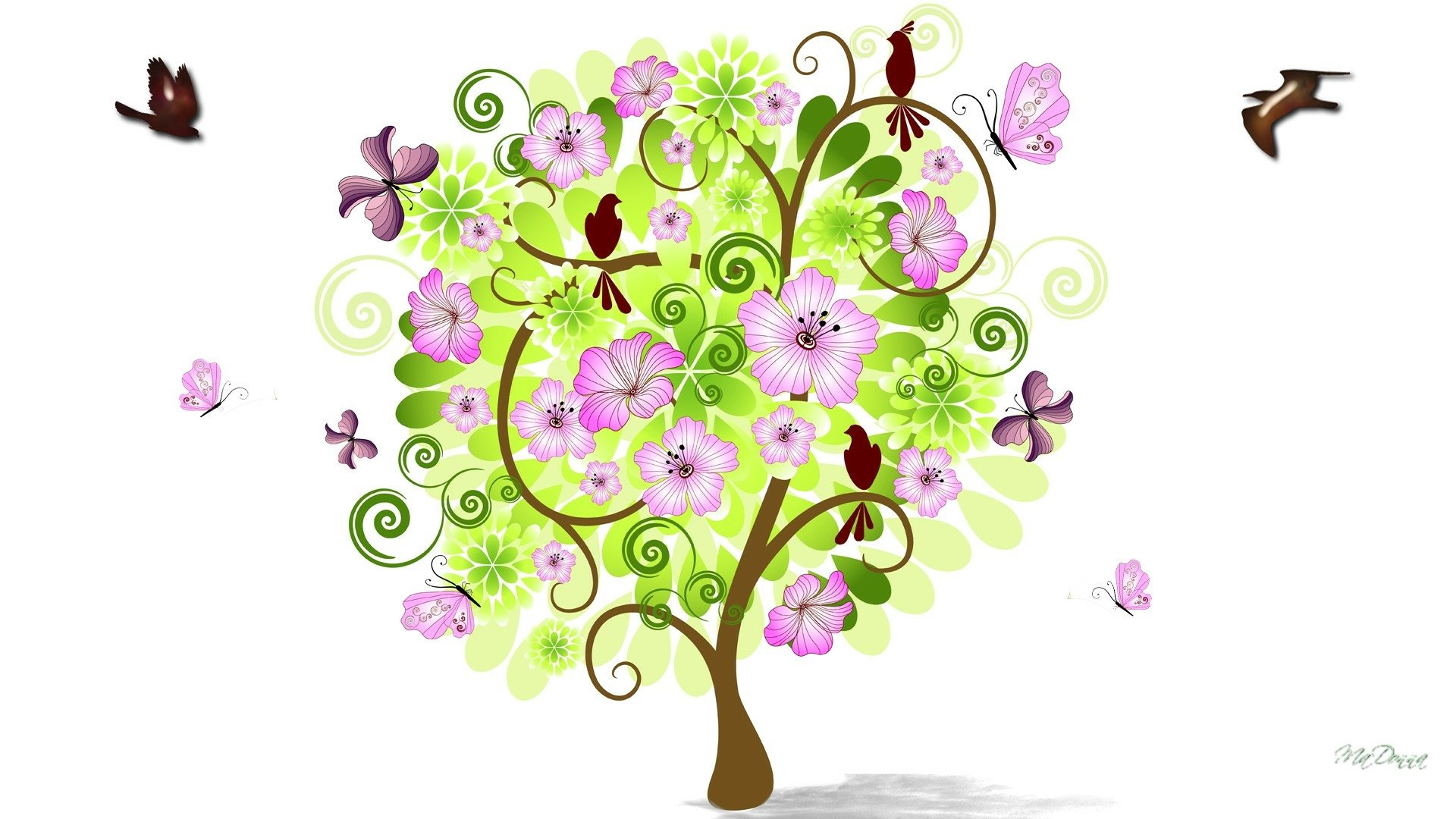 Spring Butterfly Blossom Tree — Artistic HD Wallpaper by MaDonna ...