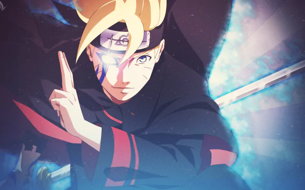 HD desktop wallpaper featuring Boruto Uzumaki from the anime Boruto, showcasing a dynamic and powerful pose with vivid, bright colors and intricate detail.