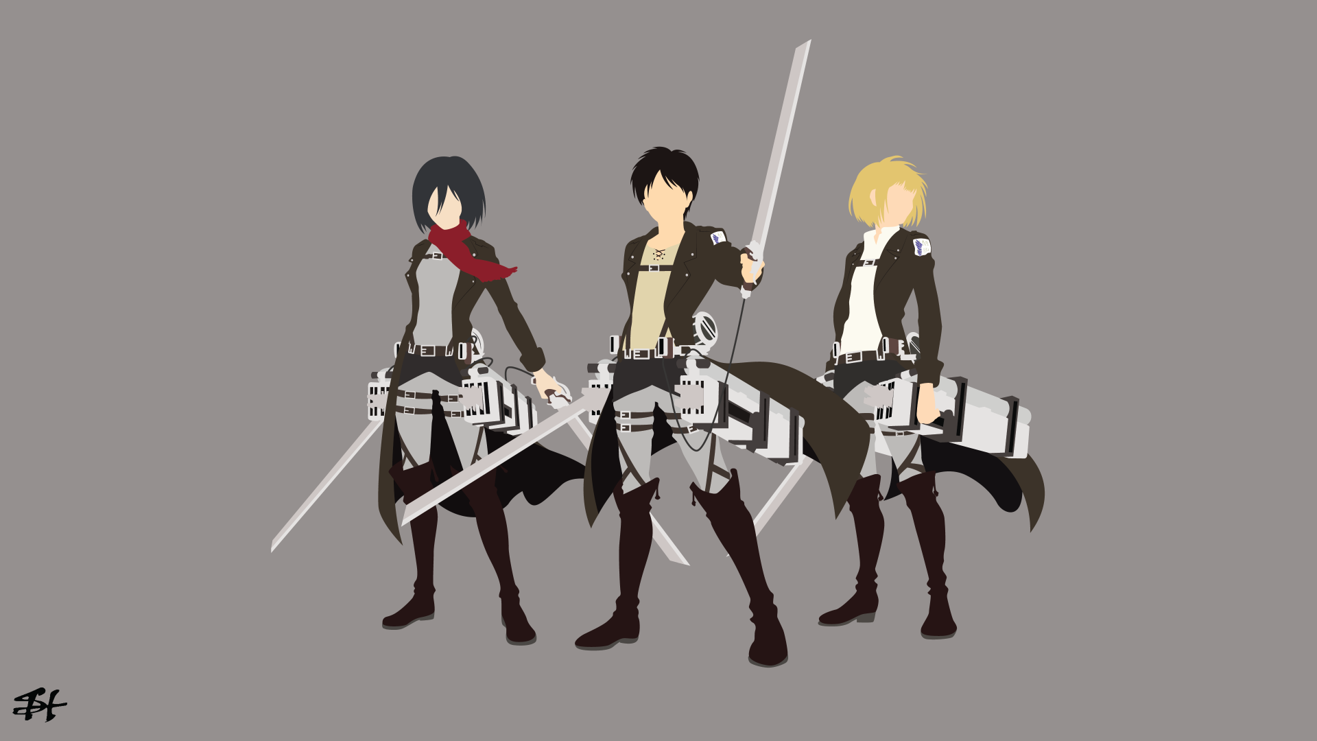 Download Armin Arlert Mikasa Ackerman Eren Yeager Anime Attack On Titan Eren & Mikasa 4k Ultra HD Wallpaper