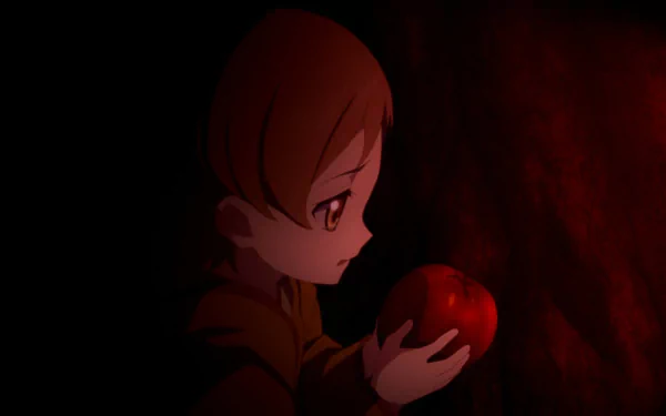 HD PC desktop wallpaper from the video game Tales of Berseria, featuring a close-up of a character holding a red orb against a dark red background.