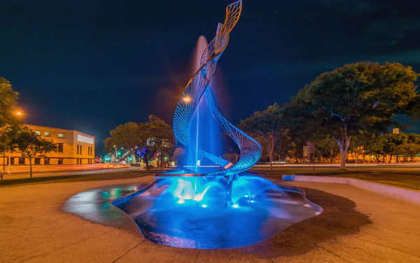 Australia Brisbane night man made fountain HD Desktop Wallpaper | Background Image