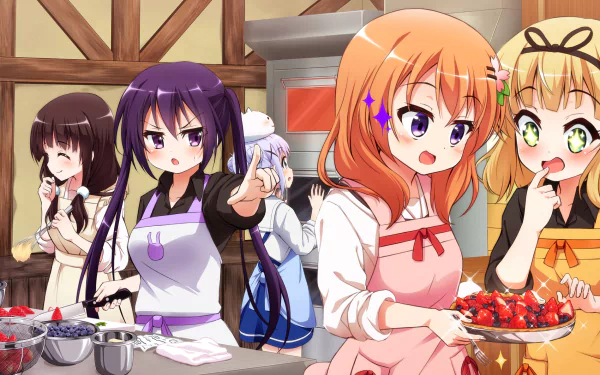 Chiya Ujimatsu Rize Tedeza Tippy (Is The Order A Rabbit) Cocoa Hoto Chino Kafū Anime Is the Order a Rabbit HD Desktop Wallpaper | Background Image