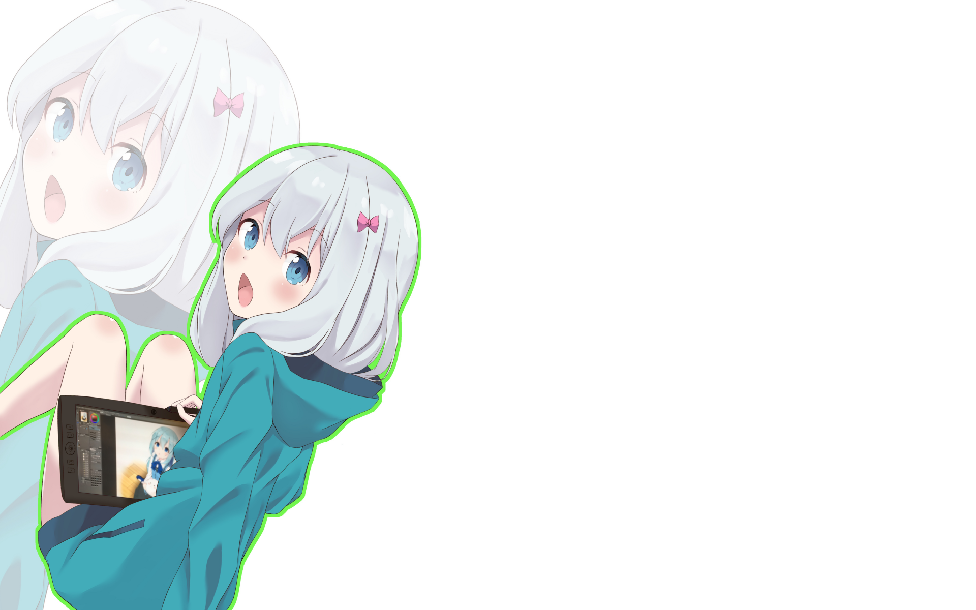 Sagiri Izumi from EroManga-Sensei depicted in a vibrant 4K Ultra HD anime style, featured as a PC desktop wallpaper and background.