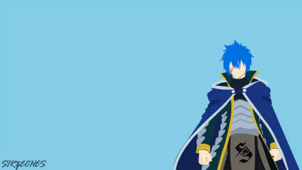 HD PC desktop wallpaper featuring Jellal Fernandes from the anime Fairy Tail, set against a minimalist light blue background.