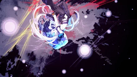 An HD wallpaper featuring White Rock Shooter and Black Rock Shooter in a dynamic, colorful design, blending anime aesthetics with a cute and energetic vibe.