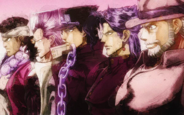 Jean Pierre Polnareff Muhammad Avdol Iggy (Jojo's Bizarre Adventure) Jotaro Kujo Noriaki Kakyoin Joseph Joestar Anime Jojo's Bizarre Adventure HD Desktop Wallpaper | Background Image