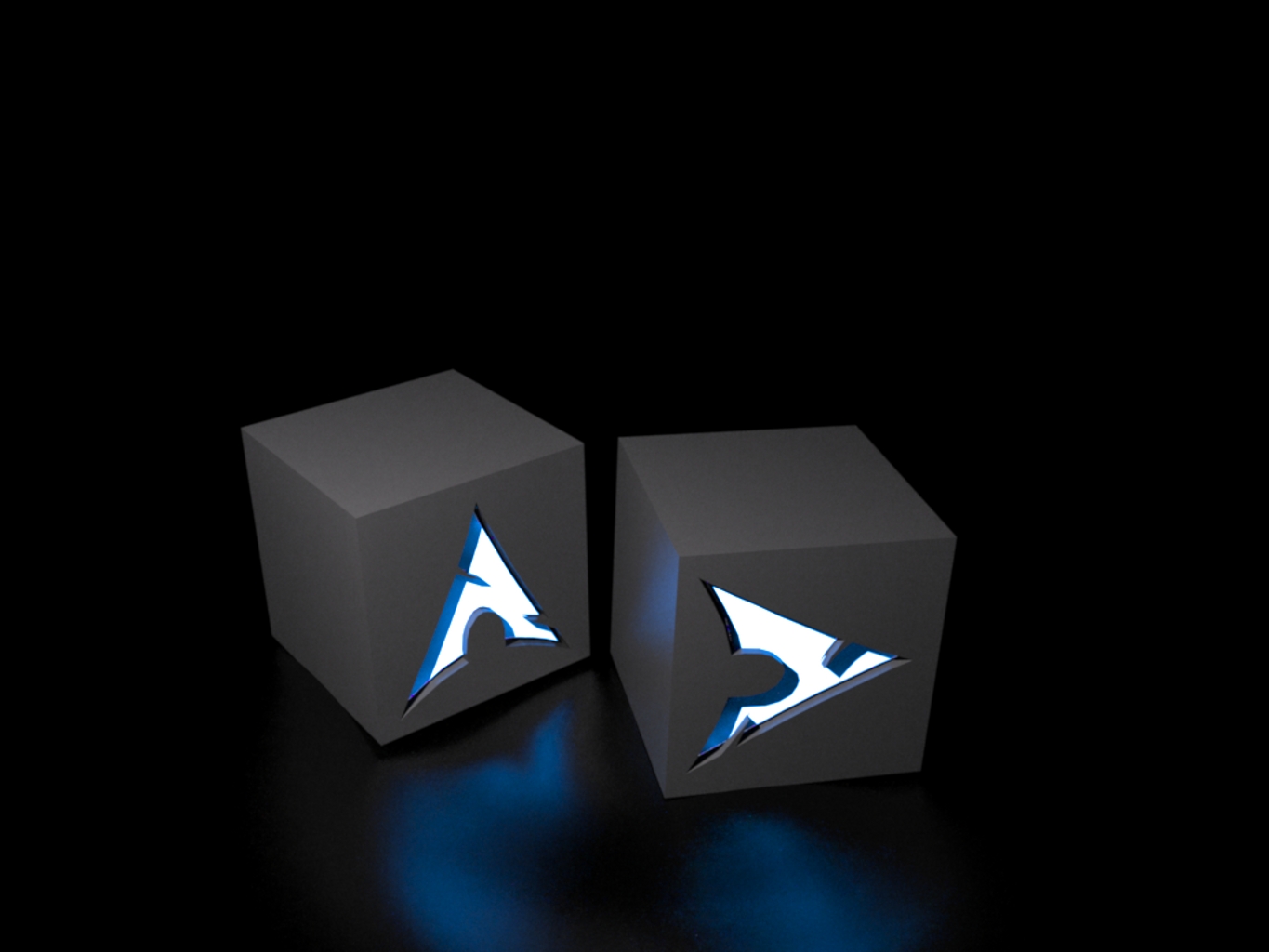 Dark blue cube design representing Arch Linux wallpaper