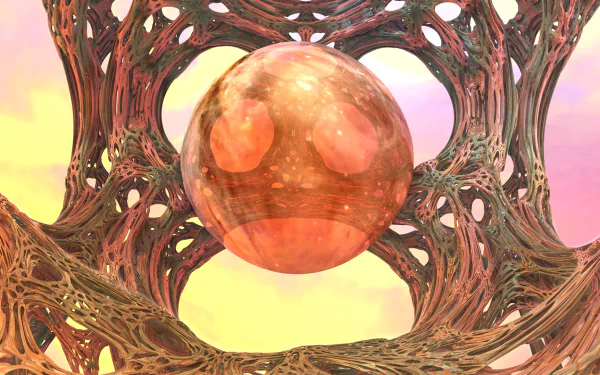  Orange Sphere - 3d Fractal Art