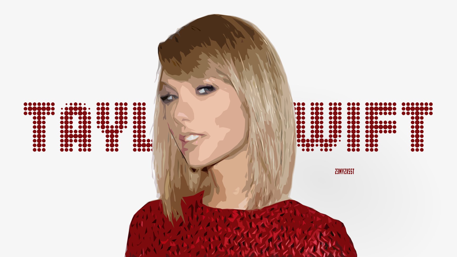 A vibrant vector portrait of musician Taylor Swift, showcasing her distinctive style against a backdrop featuring her name, serves as an engaging HD desktop wallpaper.