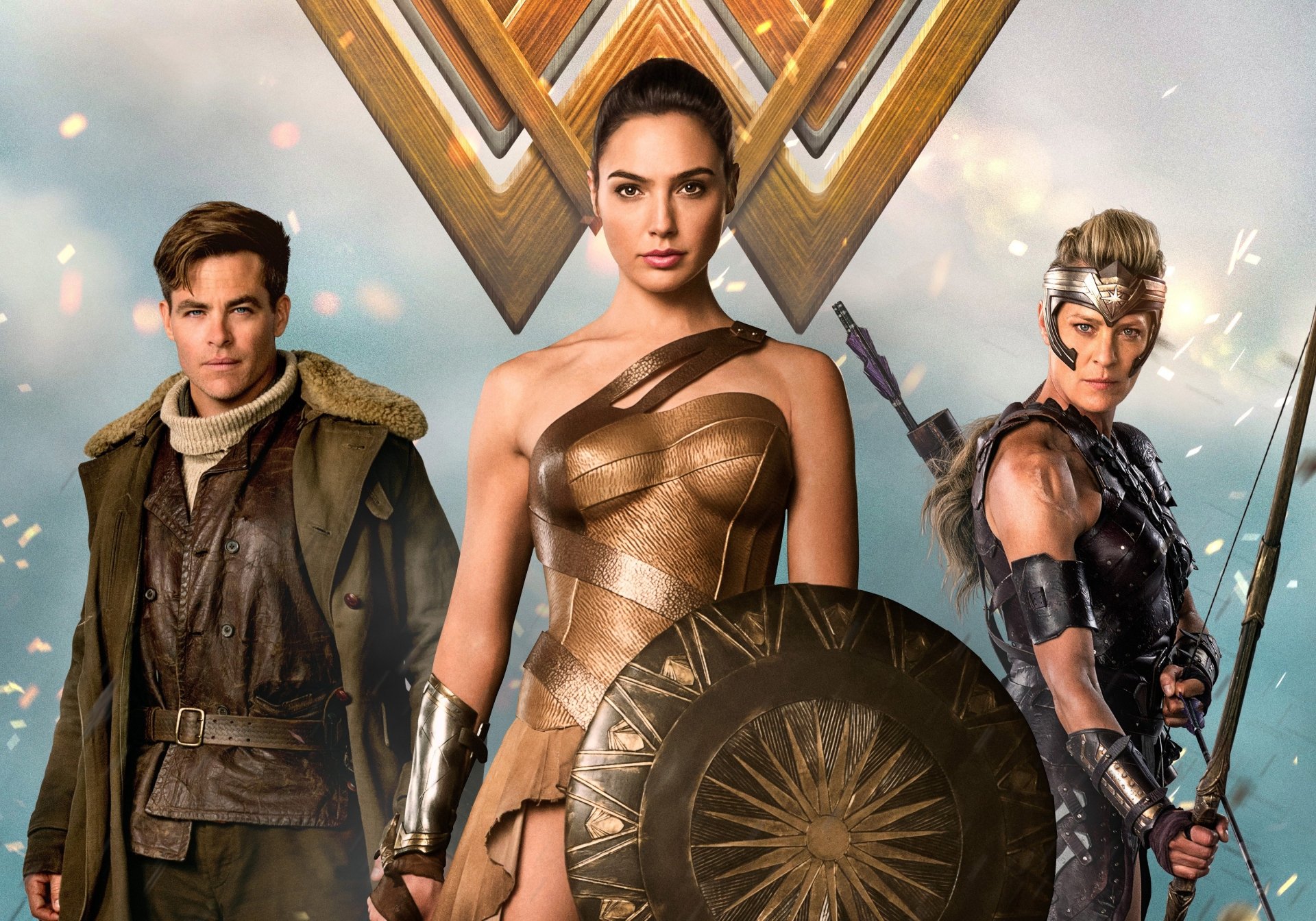 Wonder Woman HD Wallpaper Steve Trevor Robin Wright And Chris Pine 