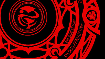 HD desktop wallpaper featuring an intricate red and black Gremory Clan design from the anime High School DxD. The circular and arcane motifs add a mysterious and captivating touch.