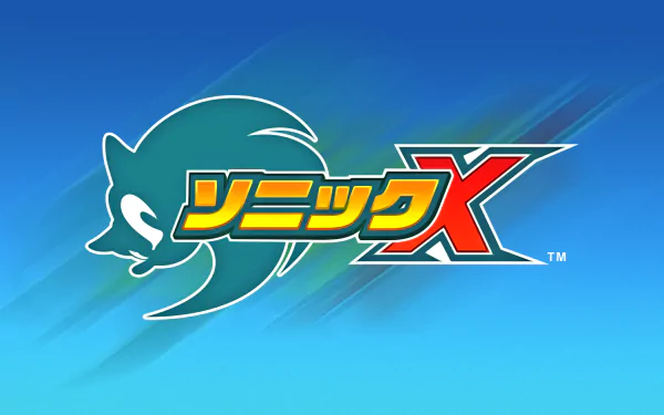 HD PC desktop wallpaper featuring the Sonic X anime logo with stylized Sonic silhouette and bold Japanese text on a blue gradient background.