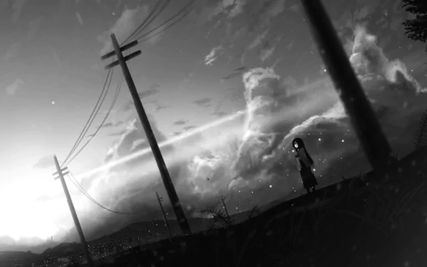 monochrome Anime Original HD Desktop Wallpaper | Background Image