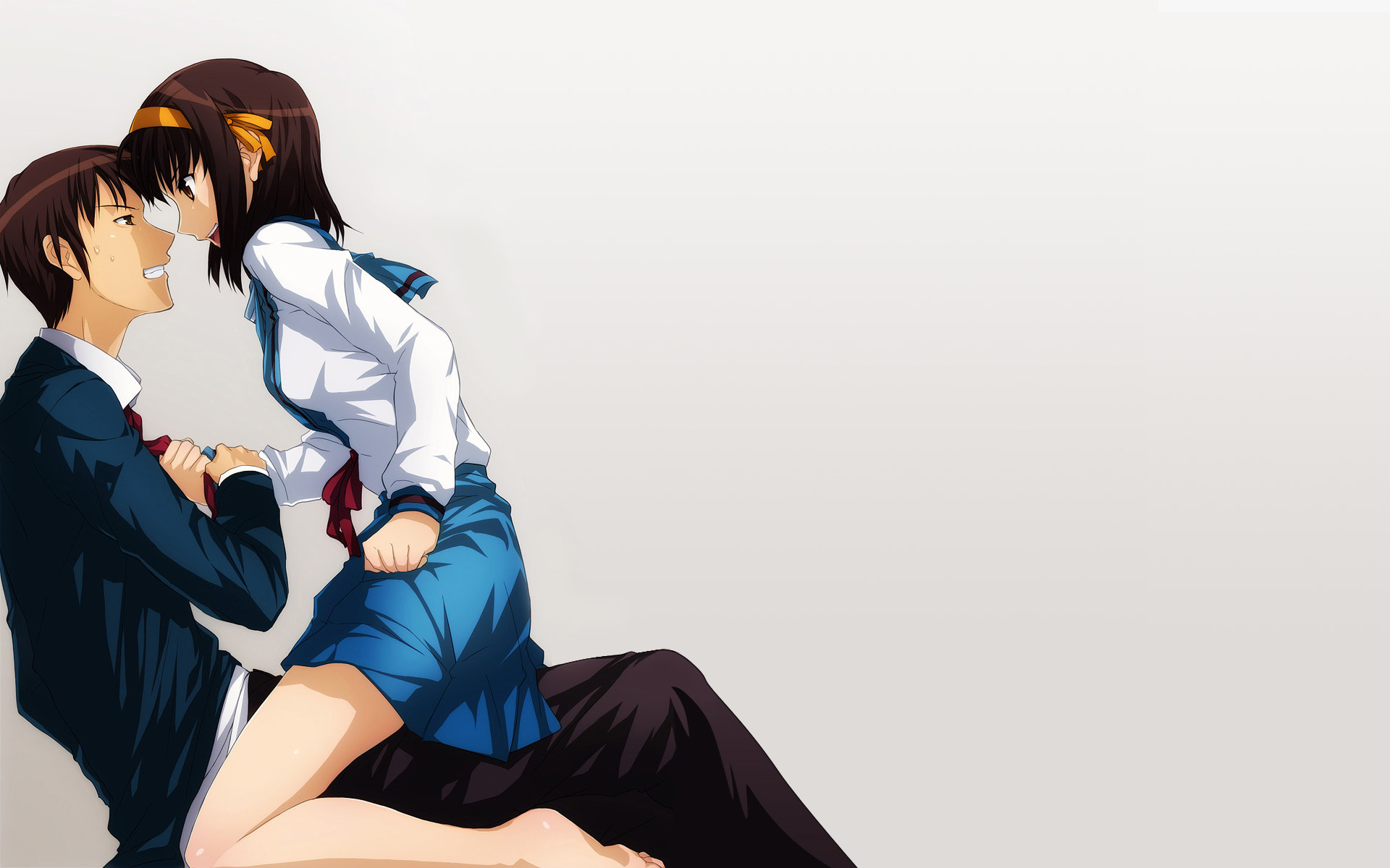 Wallpaper kiss, anime, two, a couple, date, Melancholy, Of Haruhi Suzumiya  for mobile and desktop, section прочее, resolution 1920x1080 - download