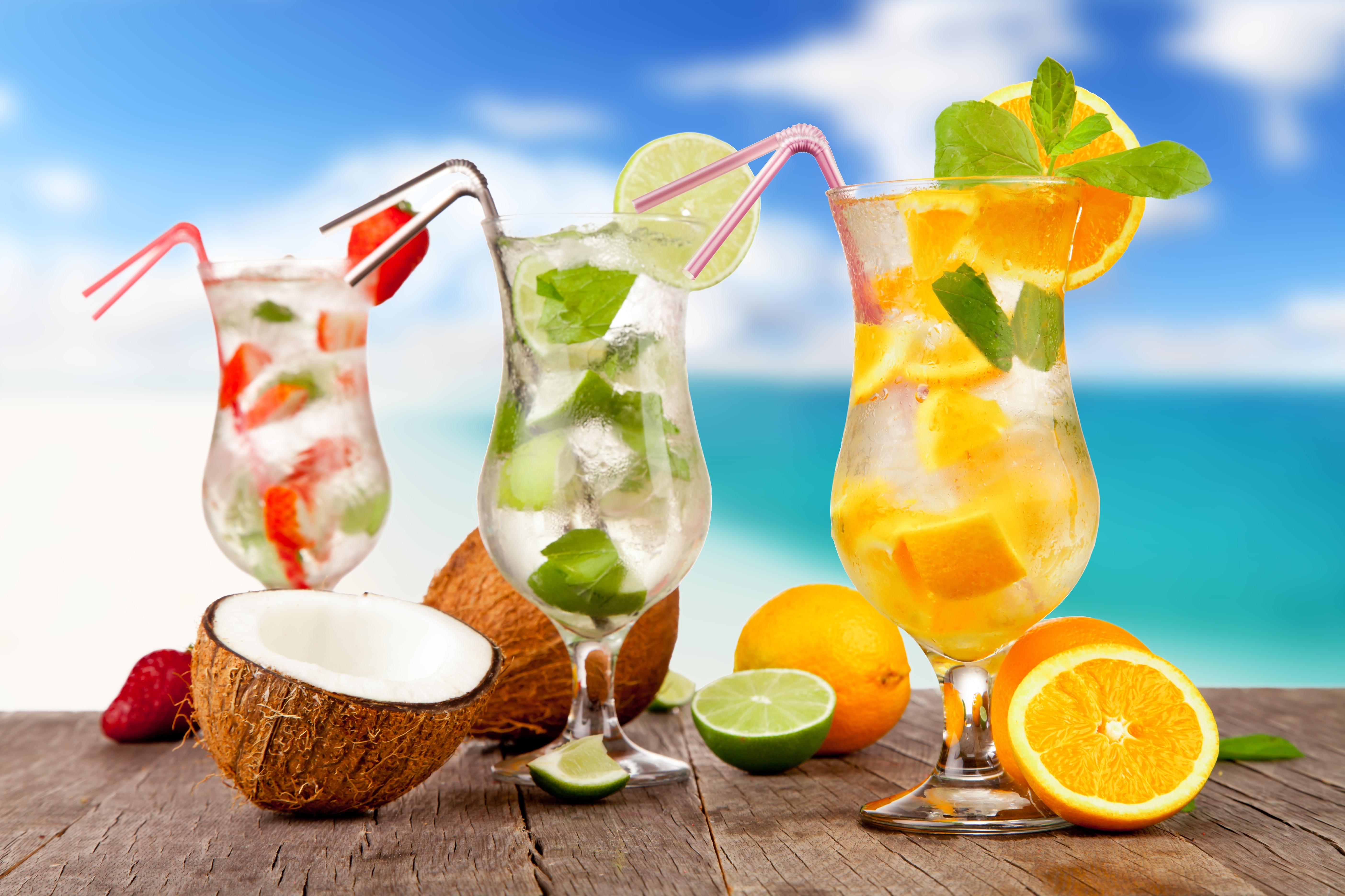 Download Summer Orange Fruit Strawberry Coconut Glass Fruit Drink Food Cocktail 4k Ultra Hd 3052