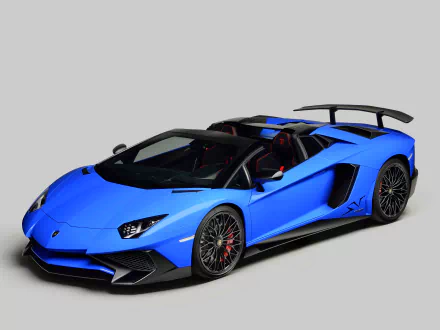 Blue Lamborghini Aventador SV supercar showcased against a plain background, designed as a high-definition PC desktop wallpaper and background.
