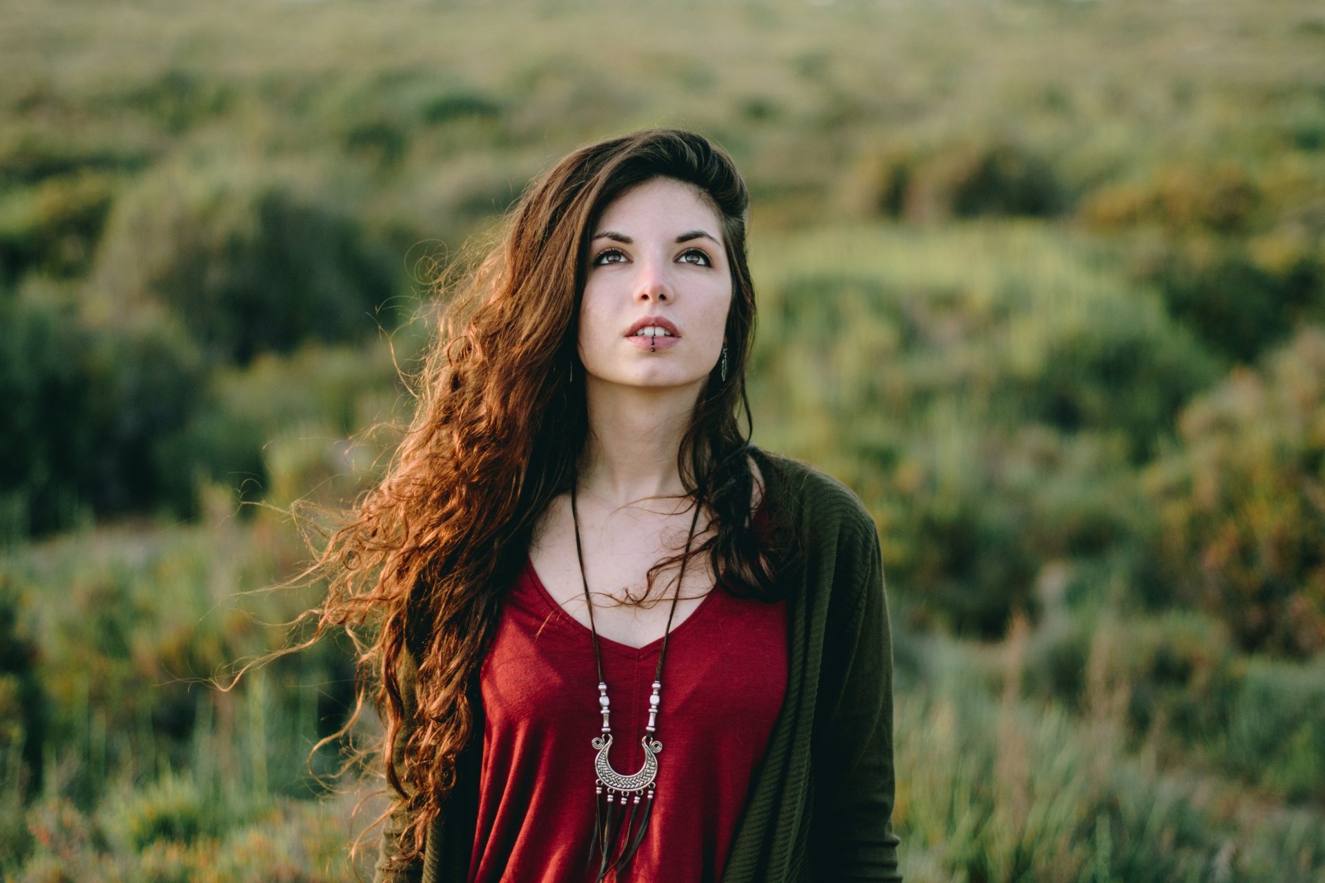 Download Depth Of Field Necklace Brown Eyes Brunette Mood Woman Model 4k Ultra HD Wallpaper by Joshua Reverte