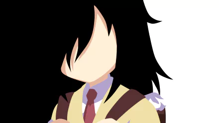 Minimalist HD anime wallpaper featuring Tomoko Kuroki from Watamote, showcasing a distinctive art style with bold lines and simple colors.