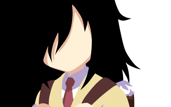 Minimalist HD anime wallpaper featuring Tomoko Kuroki from Watamote, showcasing a distinctive art style with bold lines and simple colors.