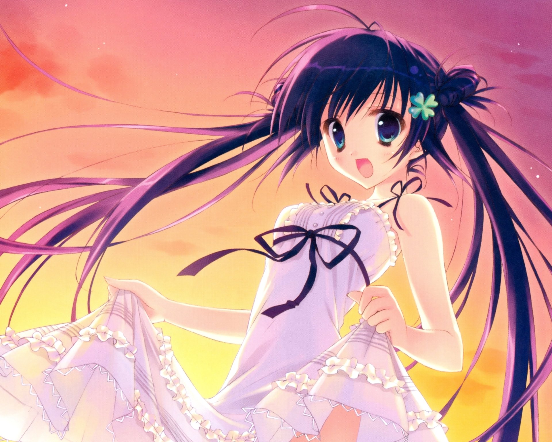 Download Purple Hair Long Hair Smile Blue Eyes Anime Original HD Wallpaper by ryohka