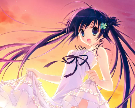 purple hair long hair smile blue eyes Anime Original HD Desktop Wallpaper | Background Image