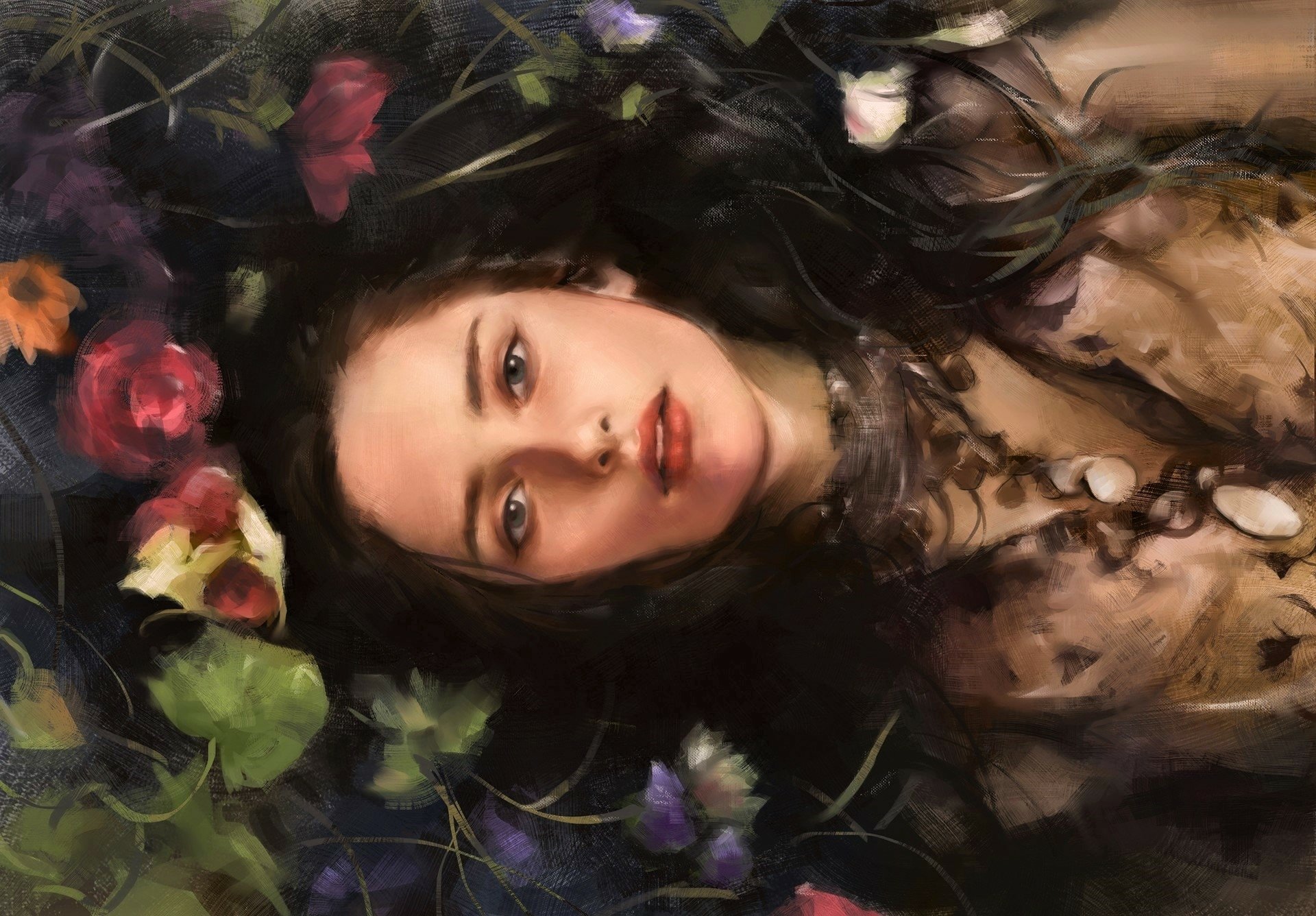 Girl Lying In Flowers By Tim Liu 7683