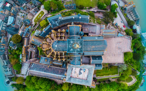 aerial France religious Mont Saint- Michel HD Desktop Wallpaper | Background Image