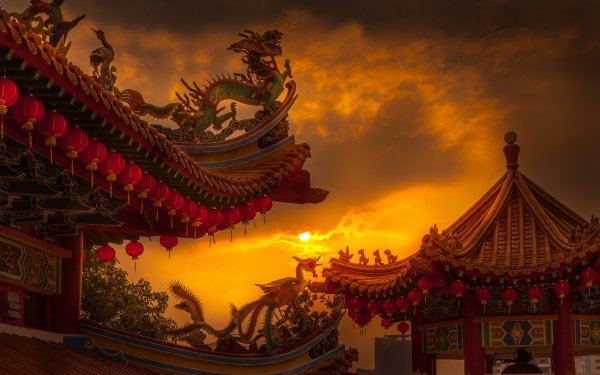 Photography Sunset Temple Pagoda Malaysia HD Wallpaper | Background Image