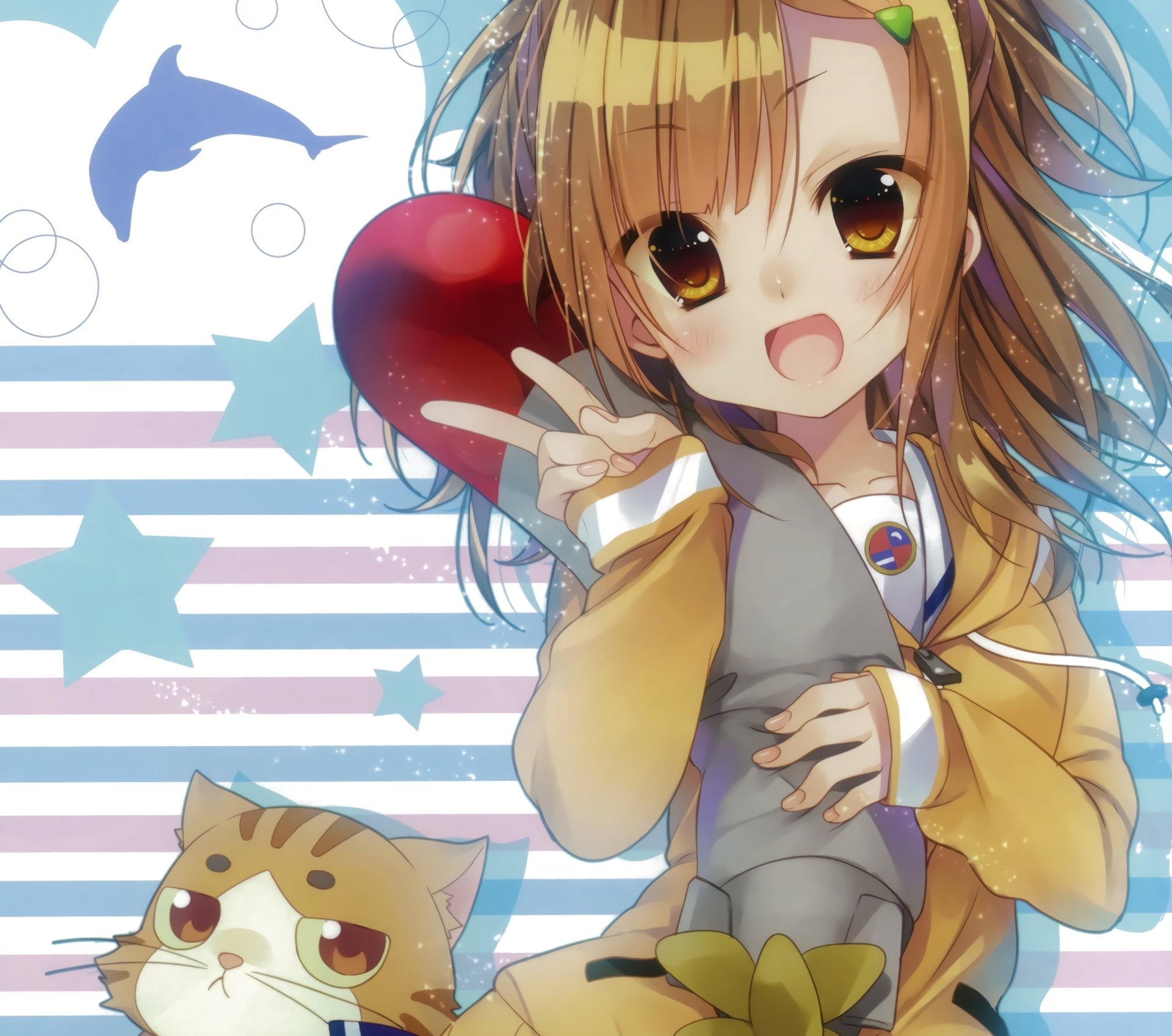 HD anime desktop wallpaper featuring Mei Irizaki from High School Fleet (Haifuri) with vibrant colors and energetic pose.