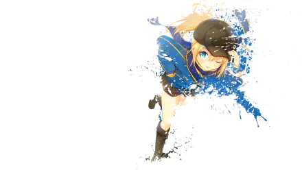 HD anime desktop wallpaper featuring Heroine X from Fate/Grand Order, dynamically rendered with a splash-paint effect.