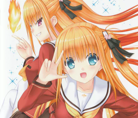 HD anime desktop wallpaper featuring Yusa Kurobane and Misa Kurobane from Charlotte with vibrant colors and expressive poses.