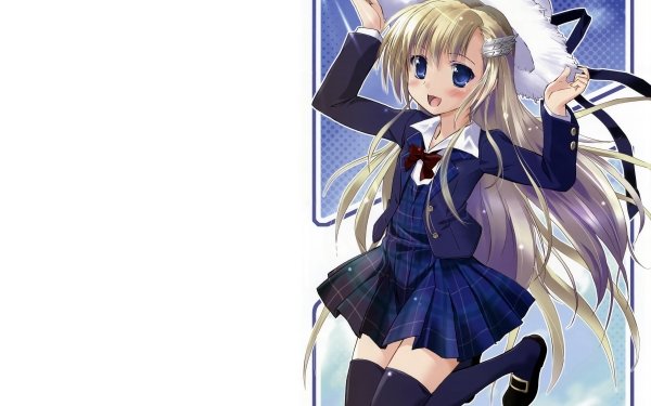 Anime Original Hat Smile Blush Long Hair Blonde Blue Eyes bow HD Wallpaper | Background Image
