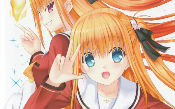 HD anime desktop wallpaper featuring Yusa Kurobane and Misa Kurobane from Charlotte with vibrant colors and expressive poses.