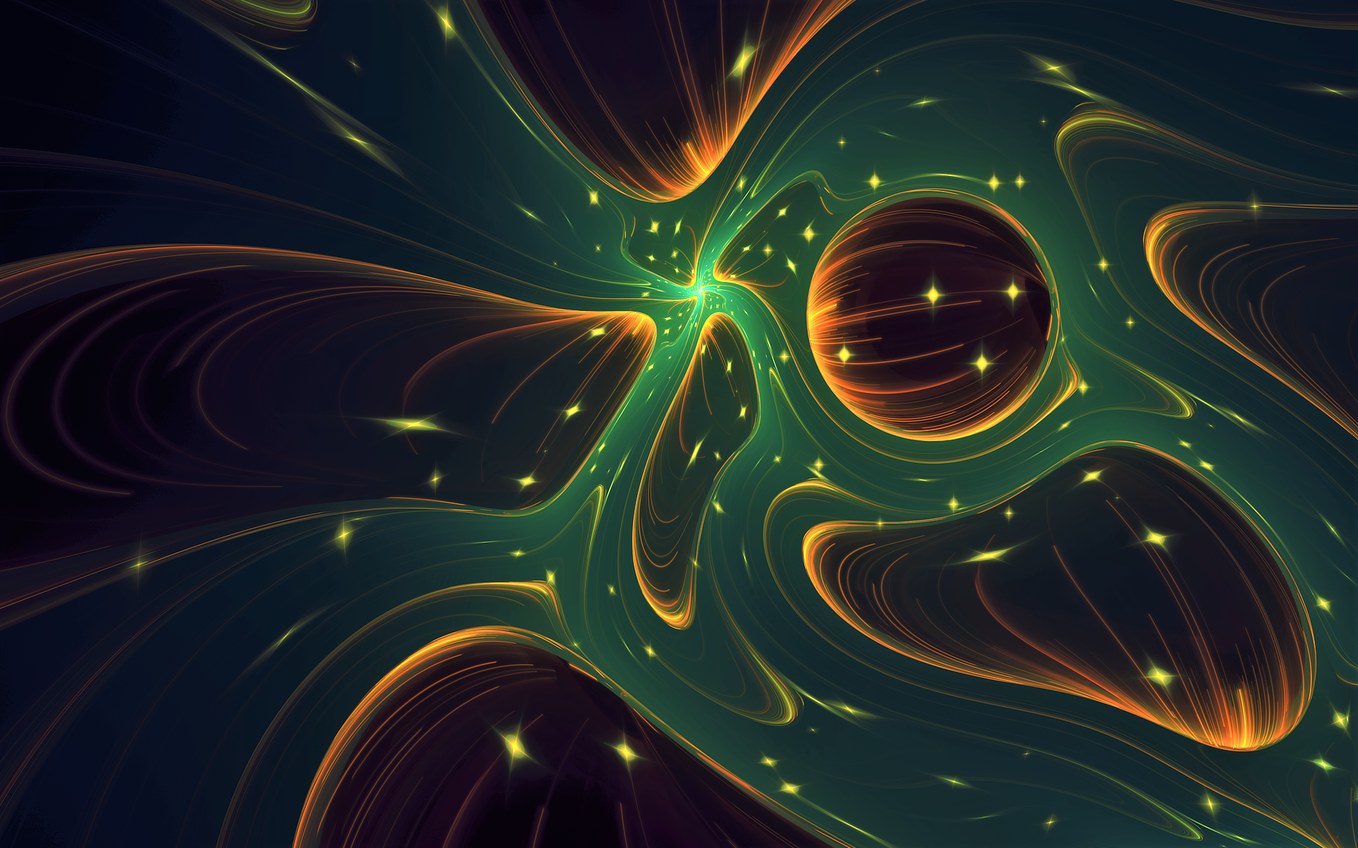 Download Bronze Green Shapes Glow Abstract Fractal Abstract Green HD Wallpaper
